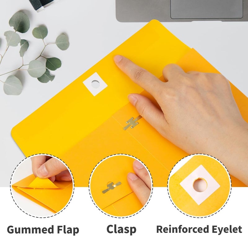 GIGYES Expandable Manilla Envelopes 9 x 12 with Reusable Clasp and Gummed Seal 25 Pack, 180 GSM Large Capacity Manilla Folders 8.5 x 11 Envelopes Mailing, for Home School Office Filing and Storing - Image 5